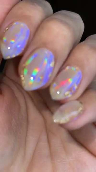 First attempt at the aurora nail trend! I&rsquo;ve decided that I&rsquo;m doing my nails like this with different variations for the rest of the year bc I am obsessed!!!!!