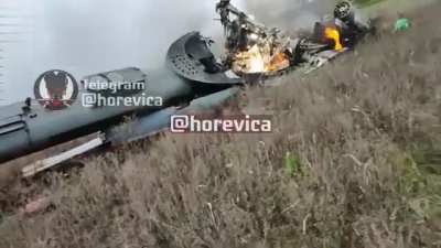 Burned Mi8 with &ldquo;vagner pmc&rdquo; orcs. Respect guys from 10th Brigade ZSU🇺🇦