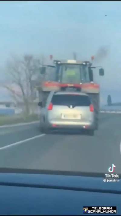 to pass over protesting farmer