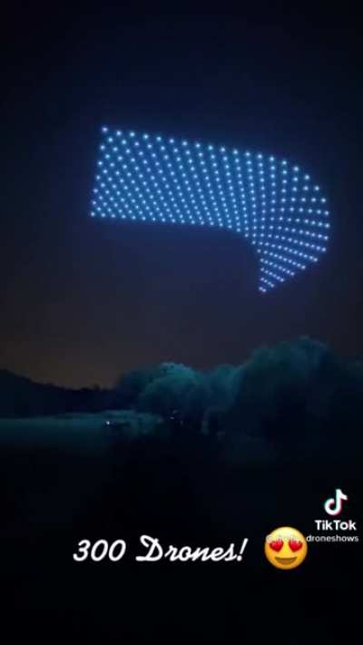 Trippy drone lightshow in the night sky