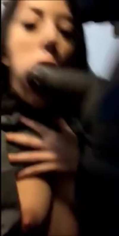 Slut sucks fat bbc in airplane toilet