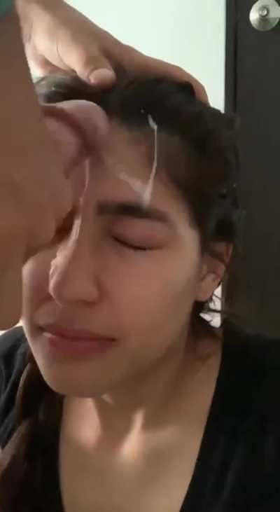 I gave this cheating slut her first facial. Let&rsquo;s hope her boyfriend doesn&rsquo;t see this 😈 
