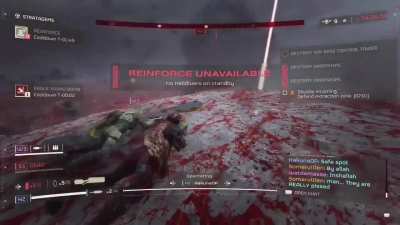 Hell Dive difficulty, one our last life team mate finds a clutch safe spot.