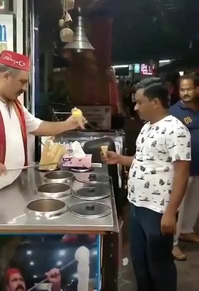 Turkish ice cream before (crosspost from r/interestingasfuck)