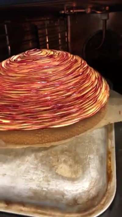 Apple tart coming out of the oven - 20 apples and 4 hours to make
