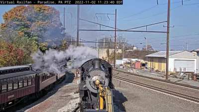 Strasburg 475 just ran through a switch into an excavator while running passenger ops