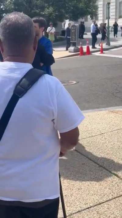 Representative Clay Higgins assaults a man in DC then tells him to calm down after realizing he is being recorded at all angles.