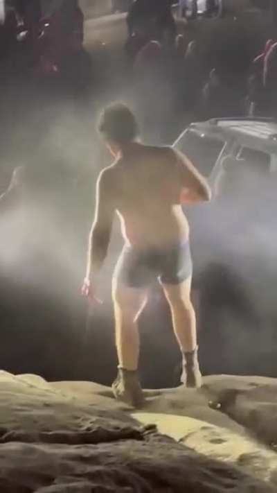 Let's give a hand to the guy playing with fireworks
