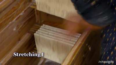 Frame used to stretch long life noodles