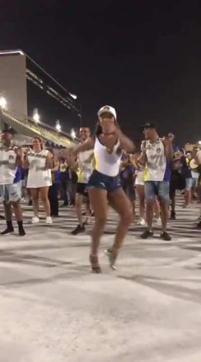 Brazilian dancer in sync with every beat during rehearsal for the 