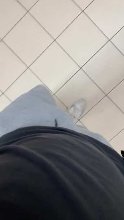 Grey sweatpants at the store