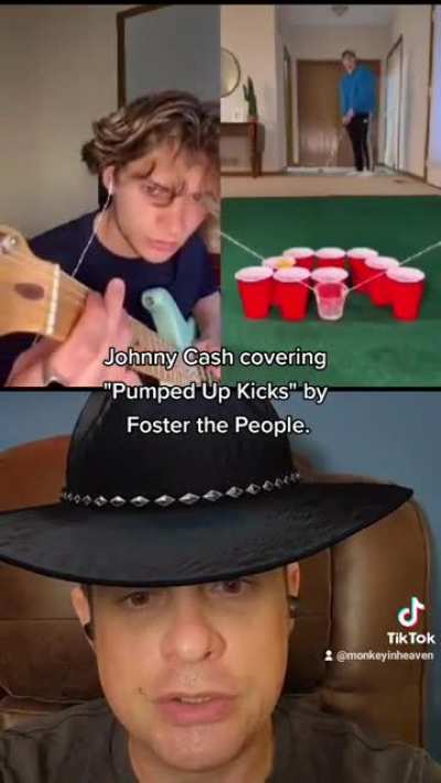 My blursed impersonation of Johhny Cash covering "Pumped Up Kicks" by Foster the People, with guitarist monkeyf03 and golfer.