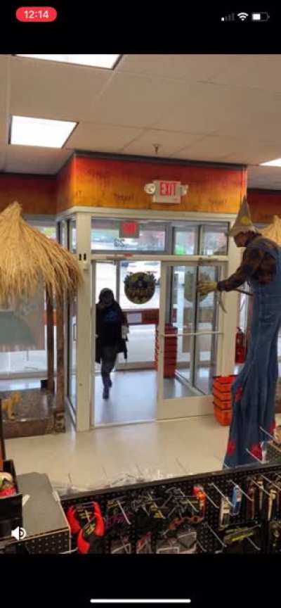 Scary man on stilts