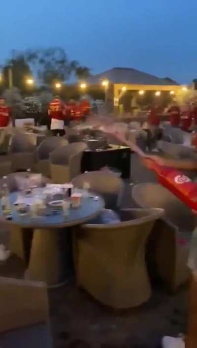 The Players & Staff singing 'You'll Never Walk Alone' shortly after full-time on Thursday night.