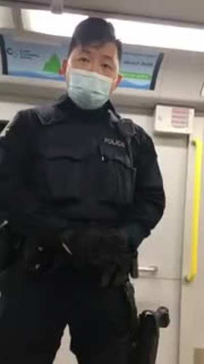 World's most composed transit police officer vs. "medically exempt" anti-masker resisting arrest on a train in Vancouver, BC