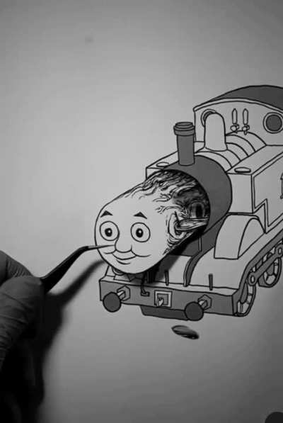 blursed_Thomas the the train engine.