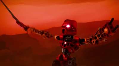 Toa Tahu melting the Makuta Stone