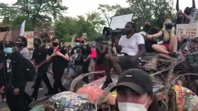 A Protest in Detroit blasting a Dirtybird track with a new chant. Original track is "Line Five - Bruno Furlan"