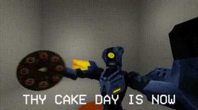 I made an animation of the meme "thy cake day is now"