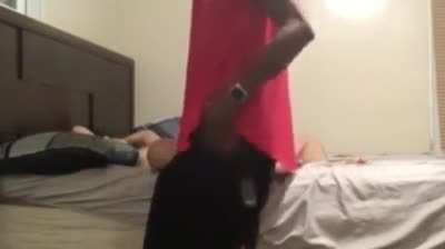 Drunk innocent girl opens legs for her boyfriend&rsquo;s friend. She let&rsquo;s him get a few deep pumps with long bbc while her boyfriend is locked outside the room.