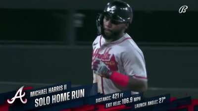 [Highlight] [Highlight] Michael Harris II golfs a solo home run to give the Braves a 7-1 lead over the Dodgers.