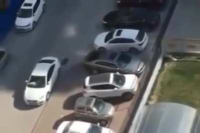 A driver getting out in a tough spot