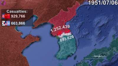 The Korean War in 1 minute using Google Earth