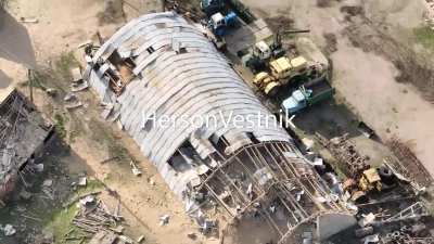 RU POV: air strike on ukrainian ammunition depots in Belozerka