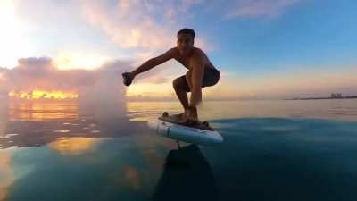surfing on a hydrofoil