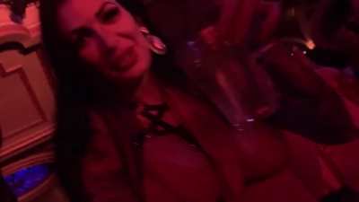 Mistress Damazonia celebrates Natalie Mars&rsquo; win at the 2019 Pornhub Awards by giving her submissive a celebratory glass of piss