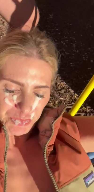 He dropped a thick load all over my slut face
