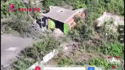 Artillery strike on a couple russian infantry in the Chasiv Yar area of the Donetsk region captured by the 425th &ldquo;Skala" battalion 