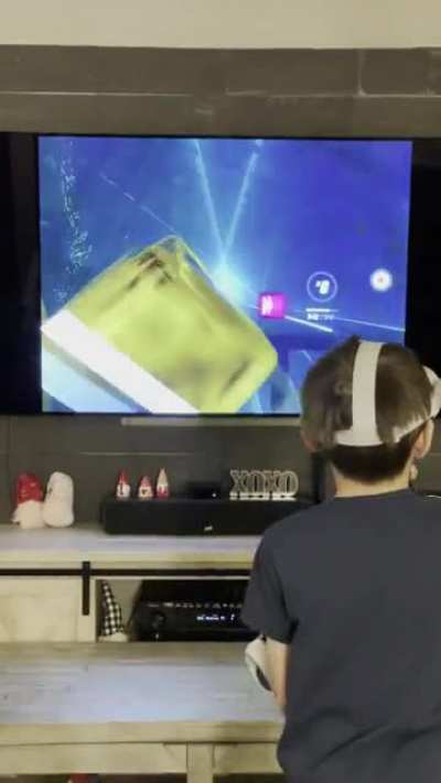 So my 10 year old said &ldquo;Dad can we put beat saber in the TV so I can show you a song I&rsquo;ve been practicing.&rdquo; So he sets it up and pulls out some stuff I couldn&rsquo;t believe. Cycle Hit on Expert.