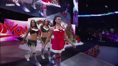 Aksana entering the Mistletoe on a Pole match