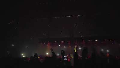 When my boy Pats dad snuck us on the floor in St. Paul this is the first thing I walked up on. Sound isn&rsquo;t perfect but man he brought the Ye vibe heavy that night!