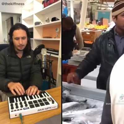 Guy making song with fisherman