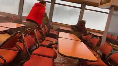 Windows of this ferry shattering during this weeks storm in Hamburg