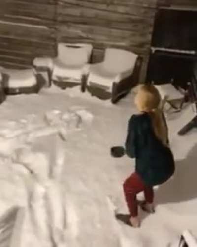 She tried the "hot water freezes trick" on a cold environment