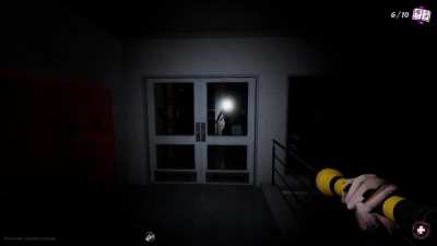 Me and my friend playing a co-op horror game.