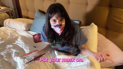 Sick with covid, wearing a mask&hellip; but my horny husband couldn&rsquo;t help himself. He came all over my face anyway.