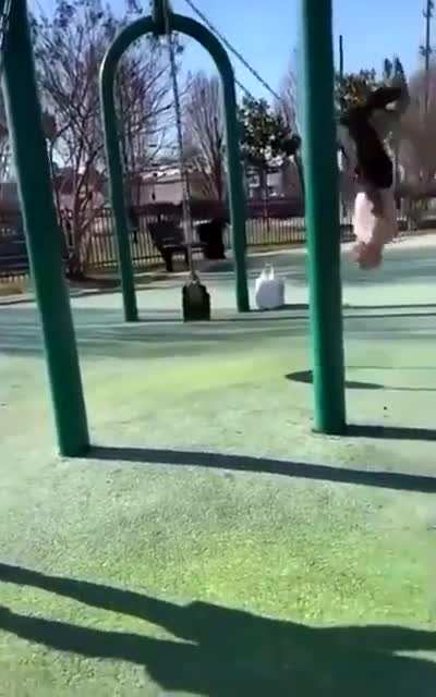 having some fun swinging with my grandpa