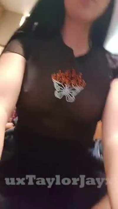 I admit I was really horny wearing this outfit through town so I subtly had to taste myself as I was getting so wet! Him being right there was a huge rush [GIF]