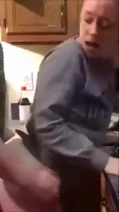 Surprising Mom in the kitchen when I come back home