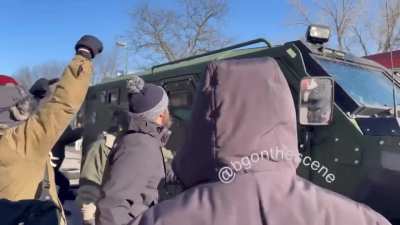 ICE Armored Vehicle Attempting To Drive Through A Crowd Of Protesters