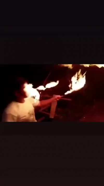 Bro said "Your boyfriend is handsome? can he do this?" then proceeds to burn his face