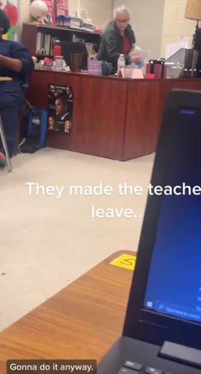 Teacher walks out of classroom