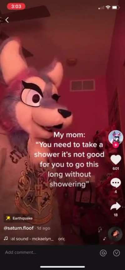 Furry doesn&rsquo;t shower