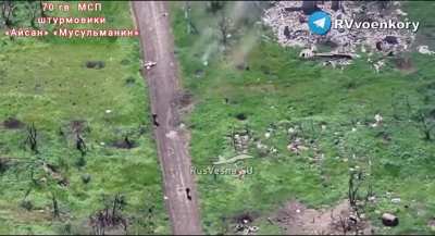 Russian soldier on a motorcycle shrugs off 3 FPV strikes, drops a grenade into a dugout before jumping in, just in time to be missed by a mortar shell. Robotyne