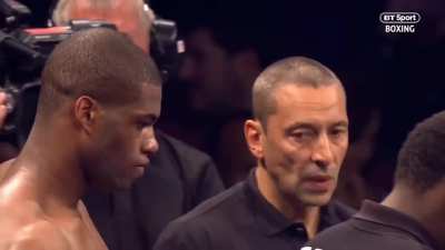 Daniel Dubois knocks AJ Carter unconscious for several minutes, stunning the crowd, who look on in silence. Dubois will attempt to do the same thing to another person called "AJ" next month