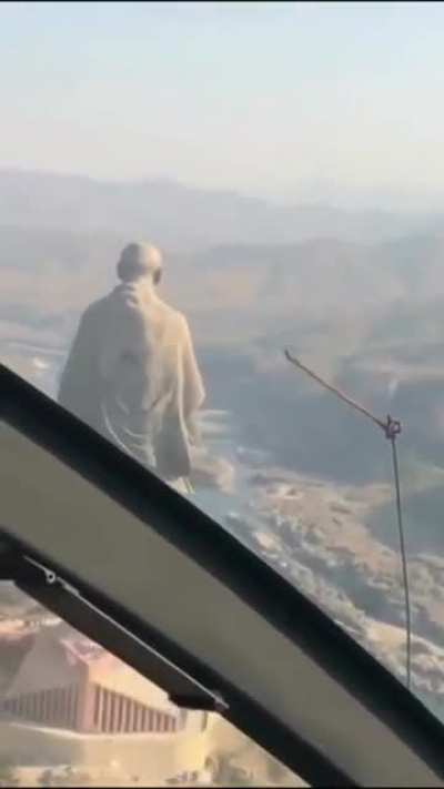 The World&rsquo;s tallest statue, seen from an airplane.